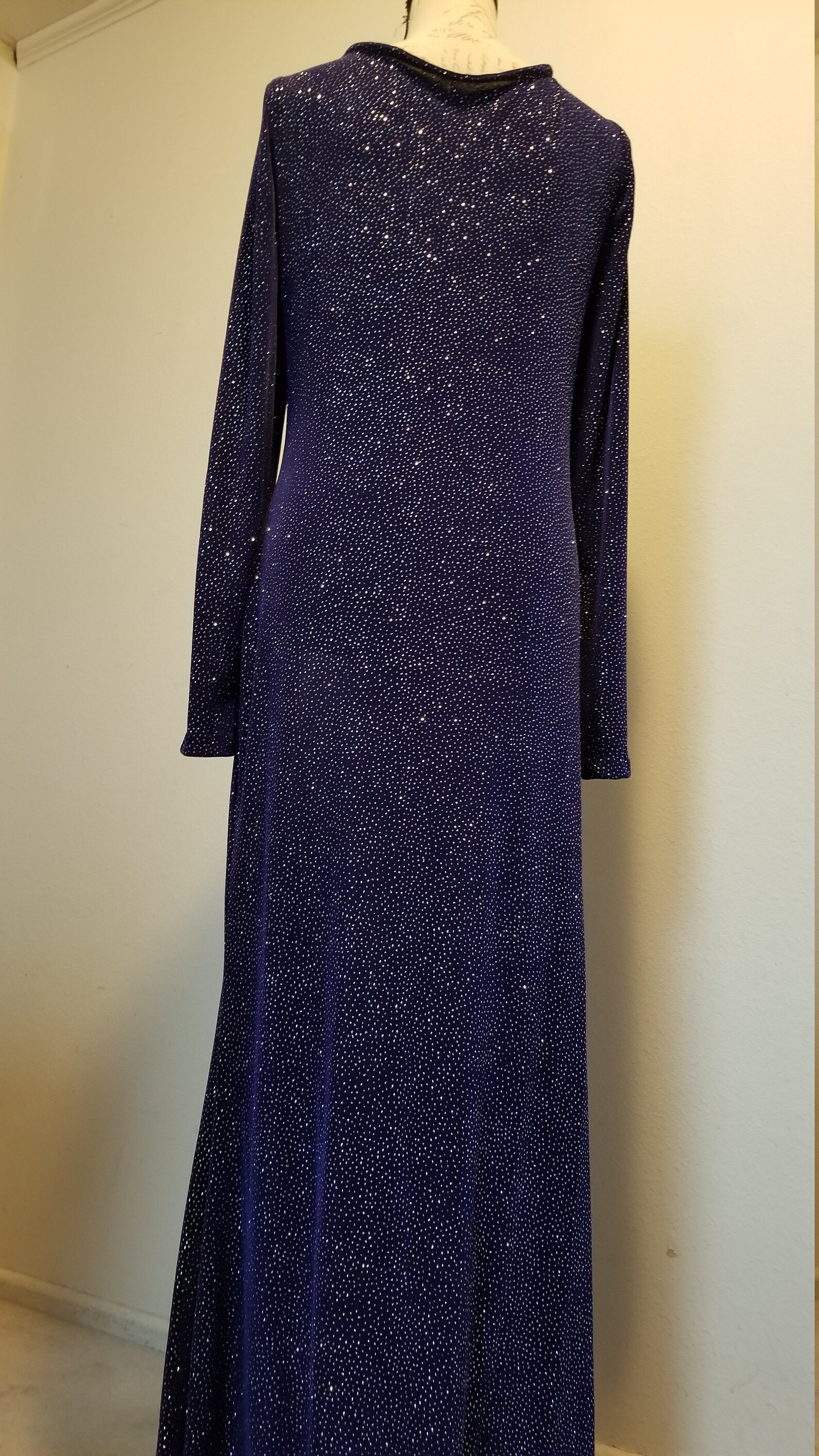 blue and silver evening gown