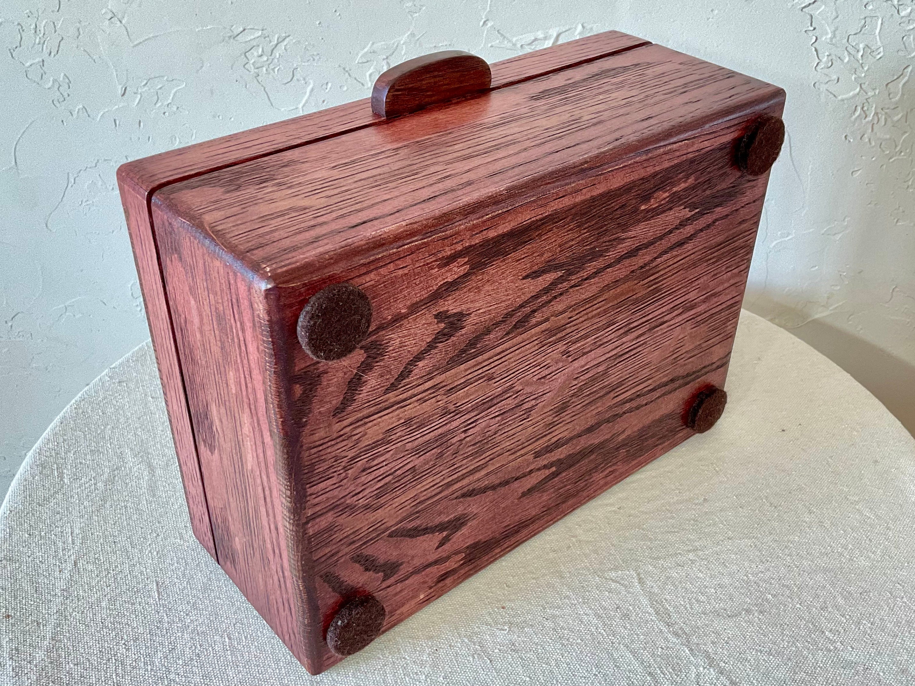 Red Oak Wooden Box, Keepsake Box, Jewlery Box, Gun Box. Dark