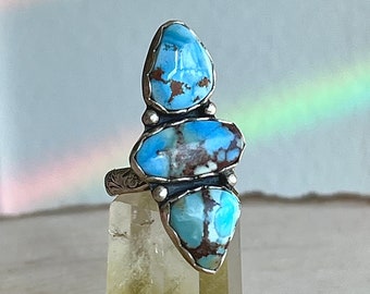 Golden Hill Turquoise Statement Ring Sterling Silver Lavender