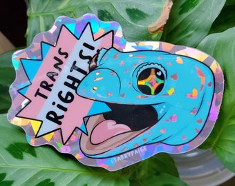 ¡DERECHOS TRANS holográficos! Pegatina de geco Tokay, arte de reptiles