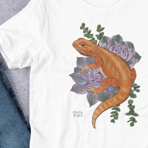 Bearded Dragon and Succulents Reptile Short-Sleeve Unisex T-Shirt