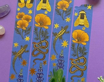 Fita washi de flora e fauna nativas da Califórnia, cobra-liga, arte de réptil