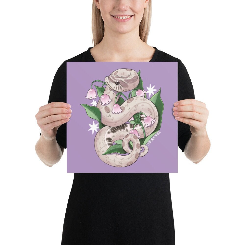Lavender Hognose Snake with Lily of the Valley Flowers POSTER