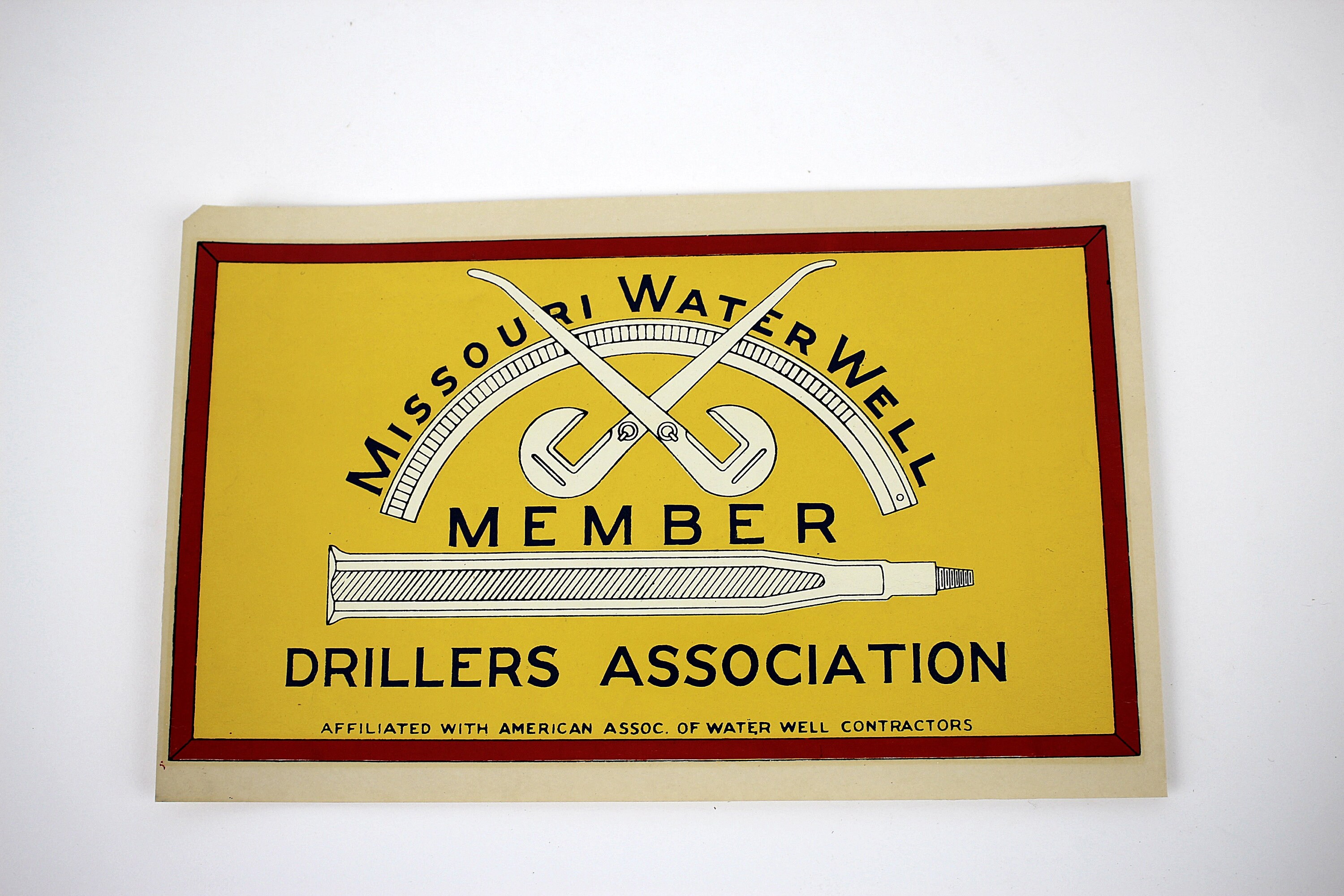 1950s Missouri Water Well Drillers Association Member Window Decal. as