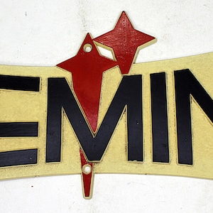 GEMINI Space Program Plastic Plaques/Signs 9 1/2&quot; long 4 1/2&quot; tall with mounting holes. Vintage circa 1950s/1960s