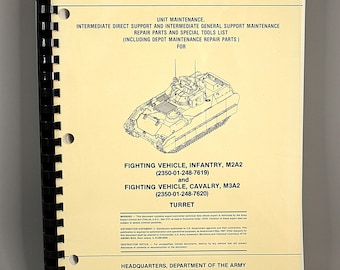 TM 9-2350-284-24P-2 Technical Manual 1988 | M2A2 M3A2 Bradley Turret Repair Parts | Military Vehicle Manual Collectible Military Vehicle