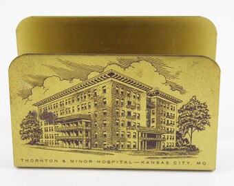 Vintage Brass Mail Holder Thornton And Minor Hospital Kansas City Missouri Circa 1940's Clinic Specialty Hospital Memorabilia KCMO