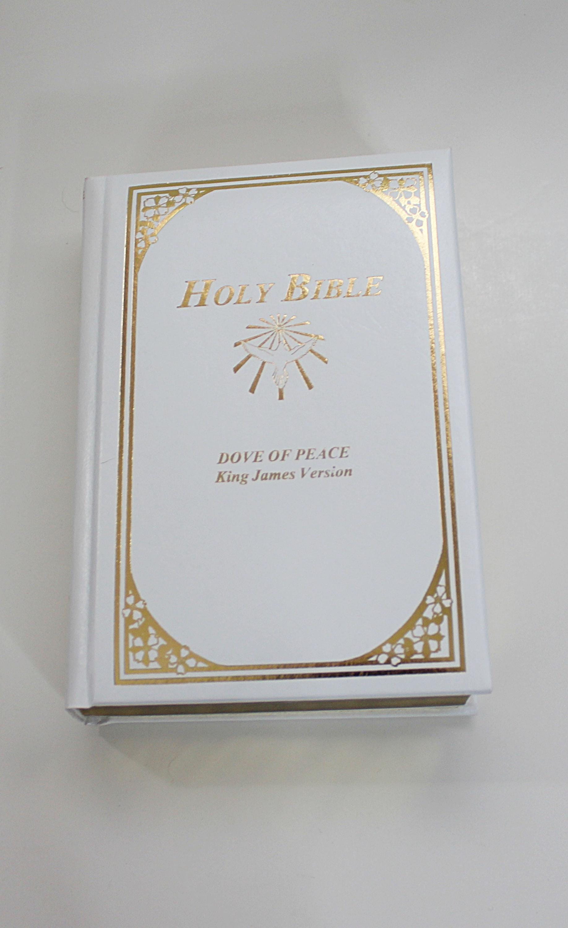 Holy Bible Memorial KJV Edition Dove of Peace Gold Gilt Edges in