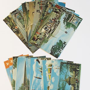 Lotto di 9 cartoline dell'Esposizione Universale di New York 1964-65 e 10 piccole cartoline Fotografie litografiche a colori Foto classiche