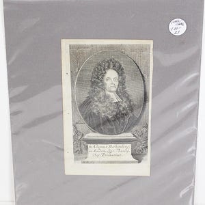 1713 D. Adamus Rechenberg Grabado al aguafuerte Personaje posterior a la Reforma 4 x 6 3/4 sobre cartón Profesor de teología Historia europea