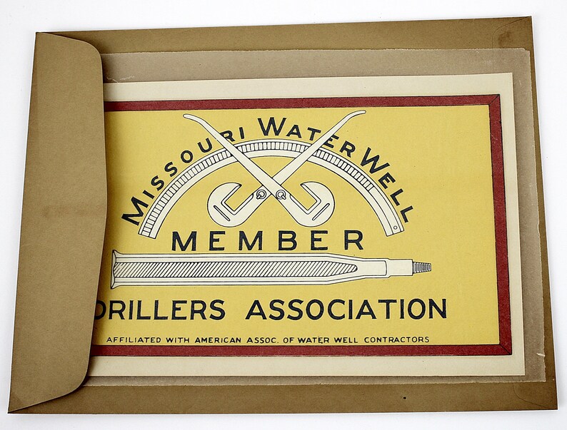 1950s Missouri Water Well Drillers Association Member Window Decal. as