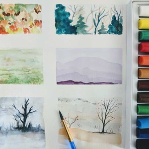 Kids gift watercolor art kit - Watercolor painting set kids activity - Homeschooling activity pack diy kit kids art set - Kids birthday gift