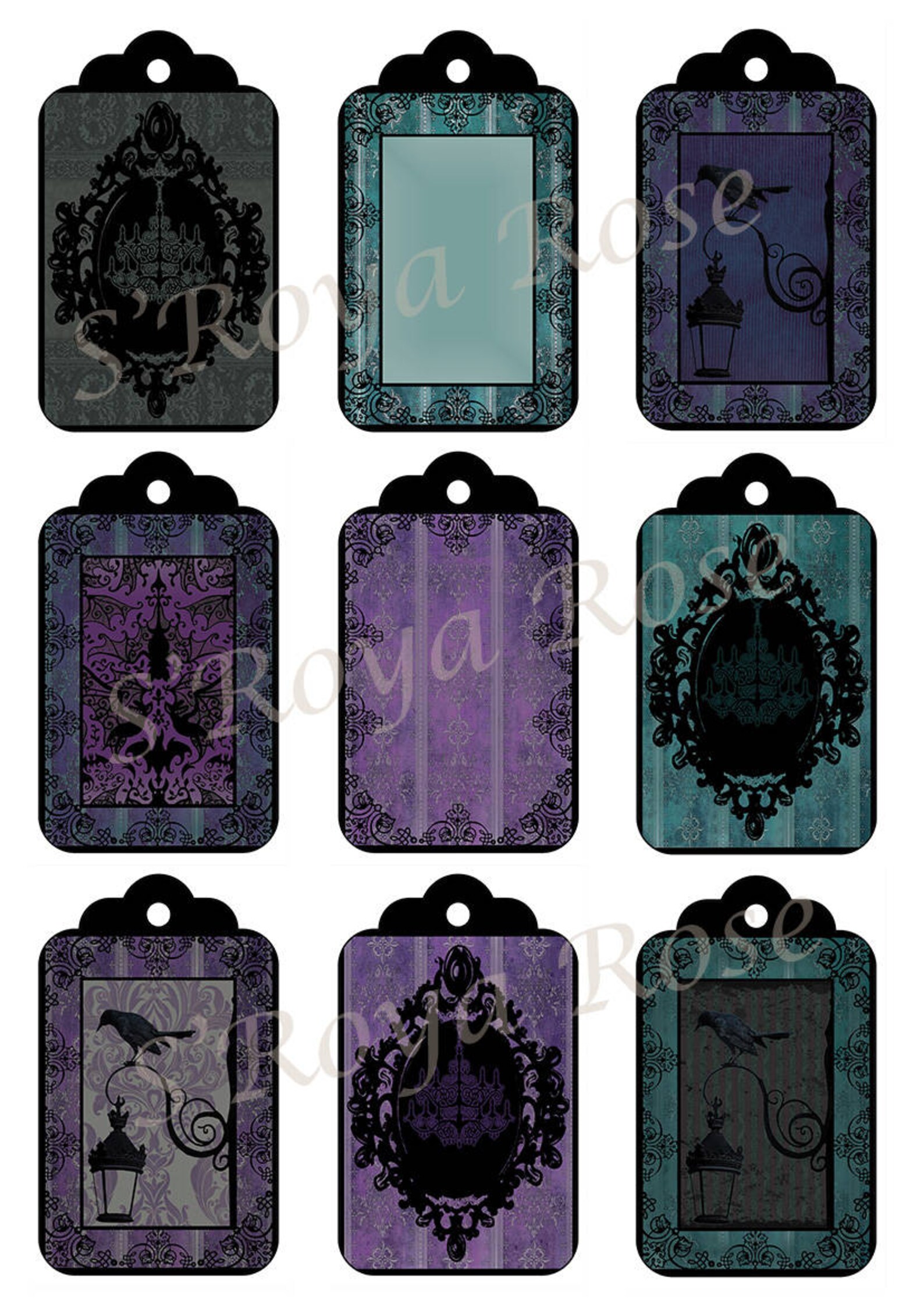 Gothic Vintage Tags 18 X Printable Tags Digital Tags Gothic | Etsy