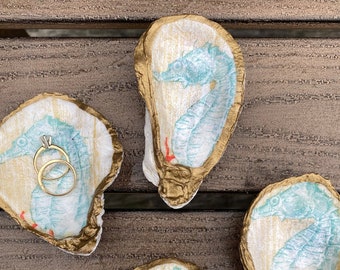 Seahorse Oyster Shell Ring Dish