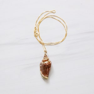 Gold Plated Trim Conch Shell Pendant Necklace image 4