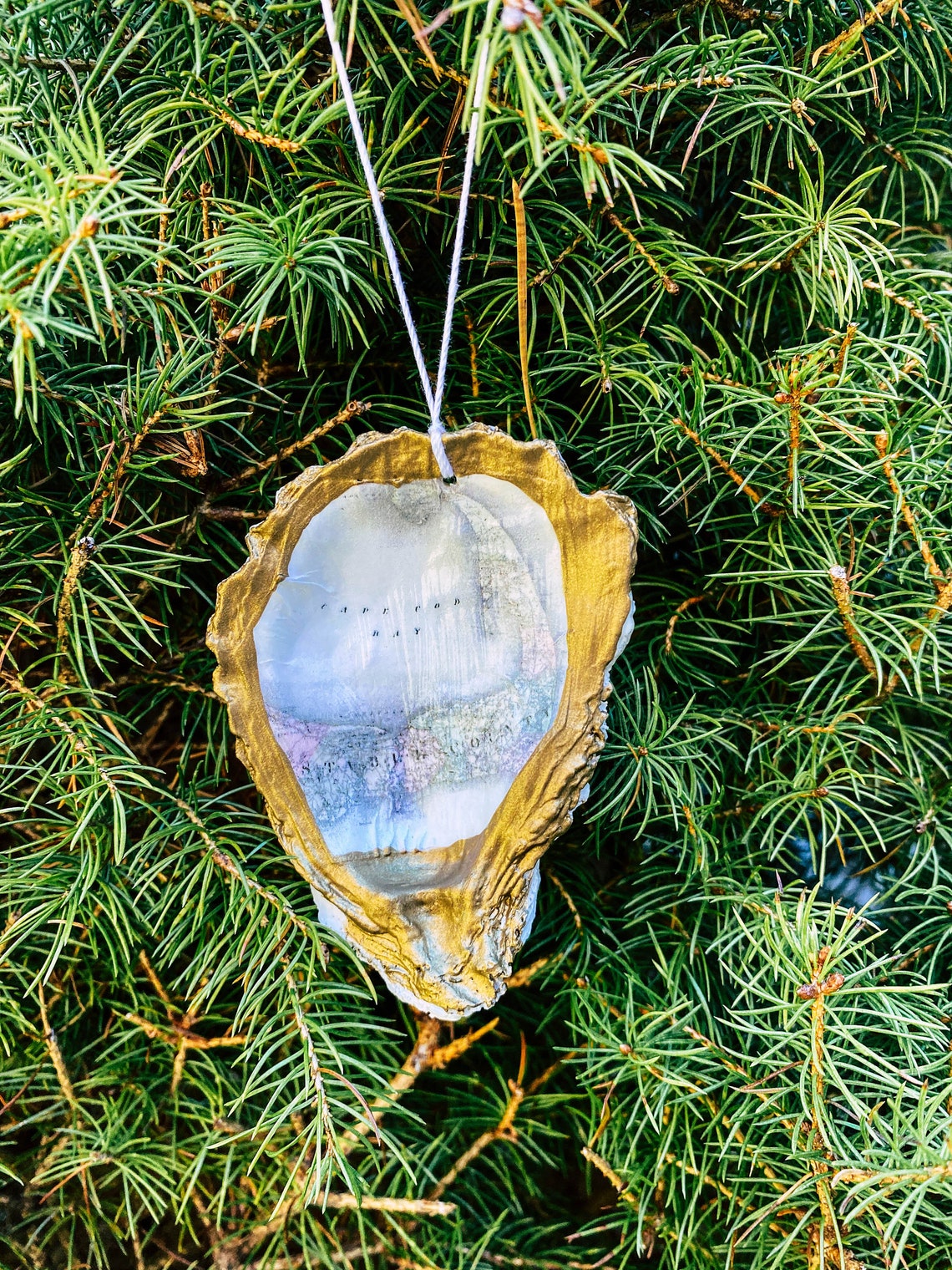 Vintage Cape Cod Map Oyster Shell Ornament - Etsy