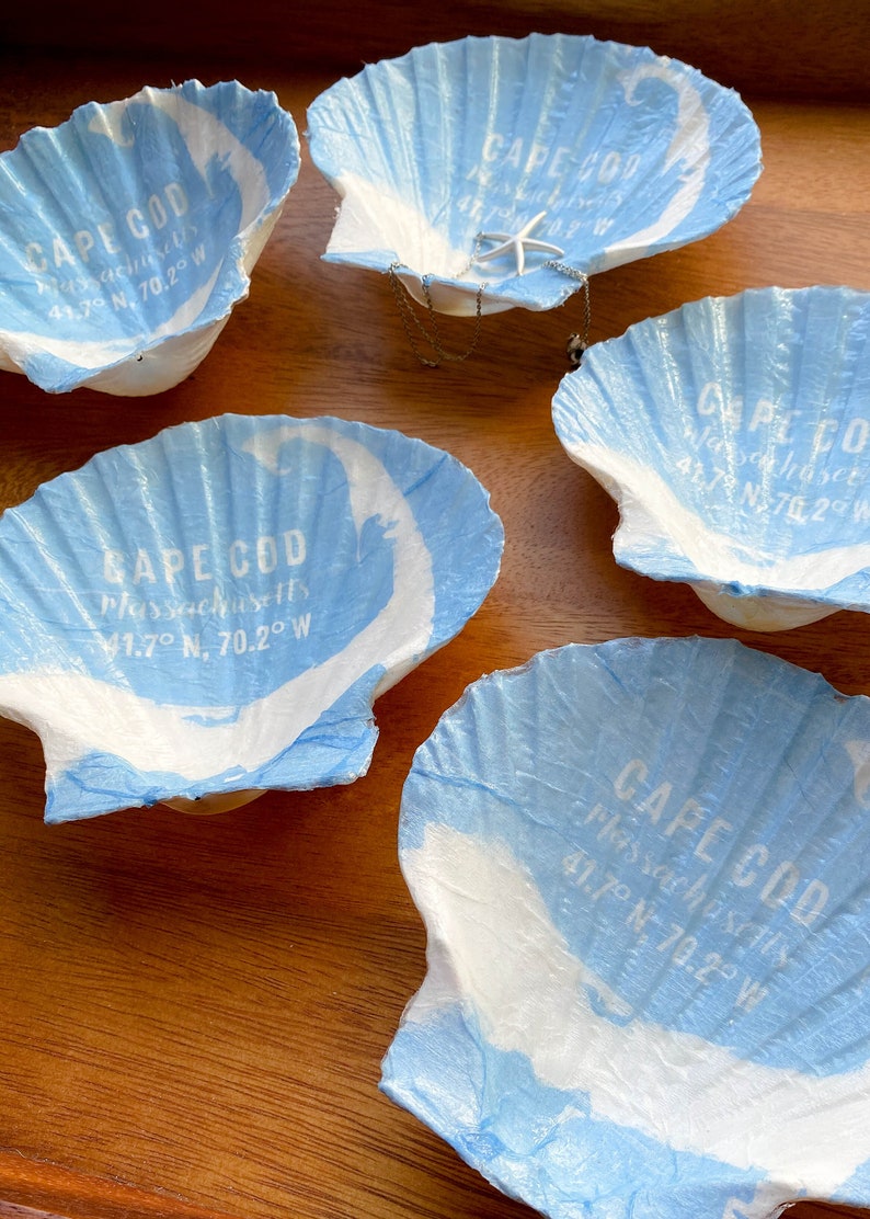 Cape Cod Map Scallop Shell Trinket Dish - Etsy