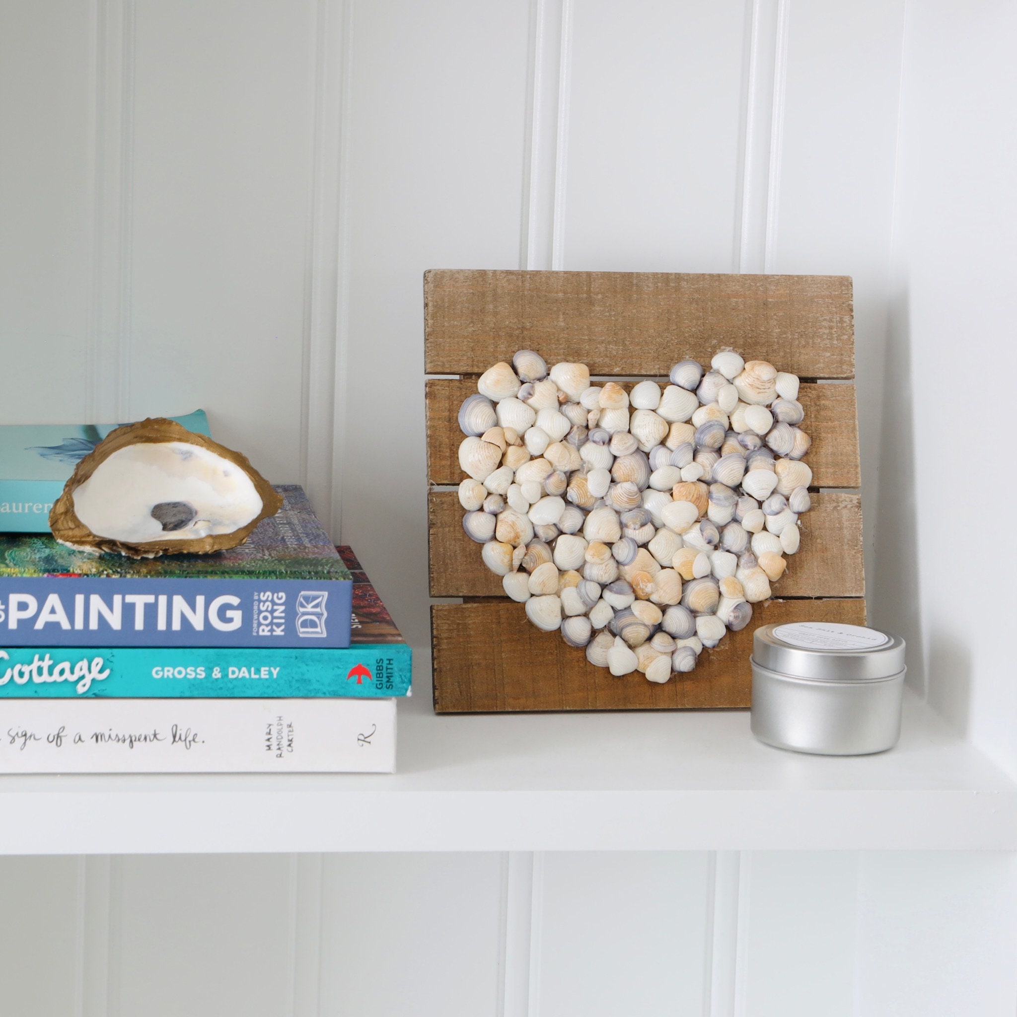 Heart Shaped Shell Pallet Wood Wall Decor 8 X 8 | Etsy