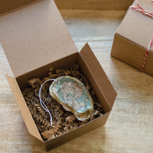 Mount Desert Island Map Oyster Shell Ornament in Gift Box Etsy