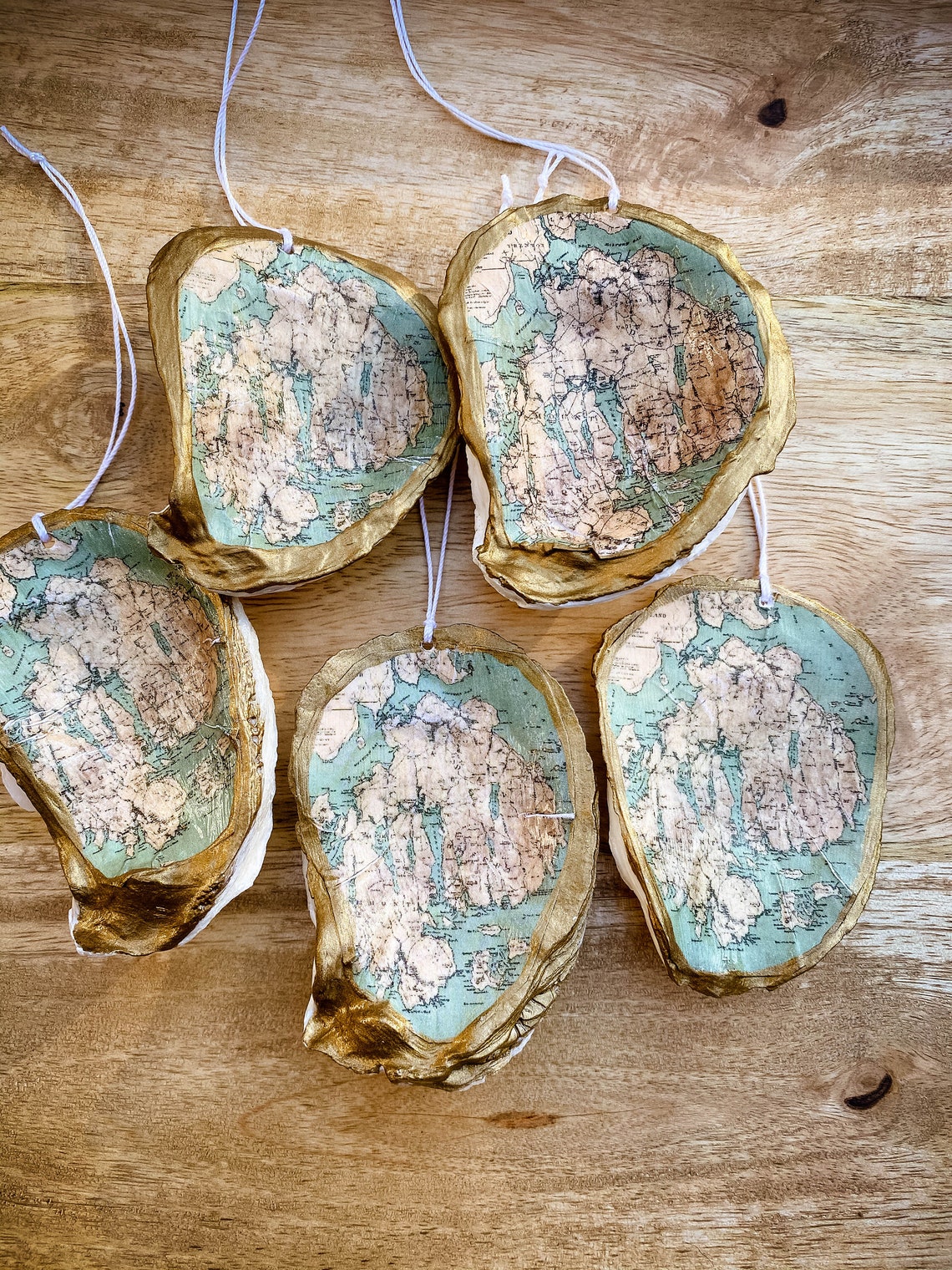 Mount Desert Island Map Oyster Shell Ornament Etsy