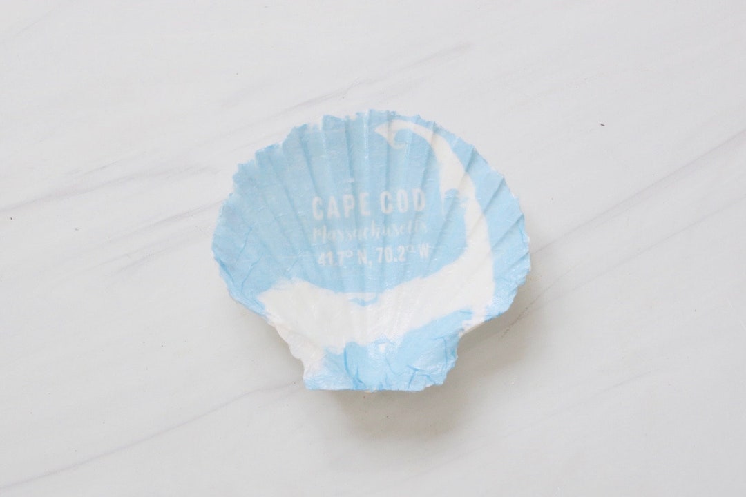 Cape Cod Map Scallop Shell Trinket Dish - Etsy