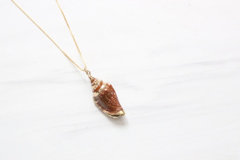 Gold Plated Trim Conch Shell Pendant Necklace image 3