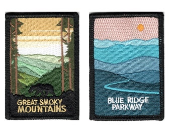 Great Smoky Mountains National Park Blue Ridge Parkway Patch Embroidered | Iron or Sew On | Minimalist Style Art | 3" x 2.25" Patch