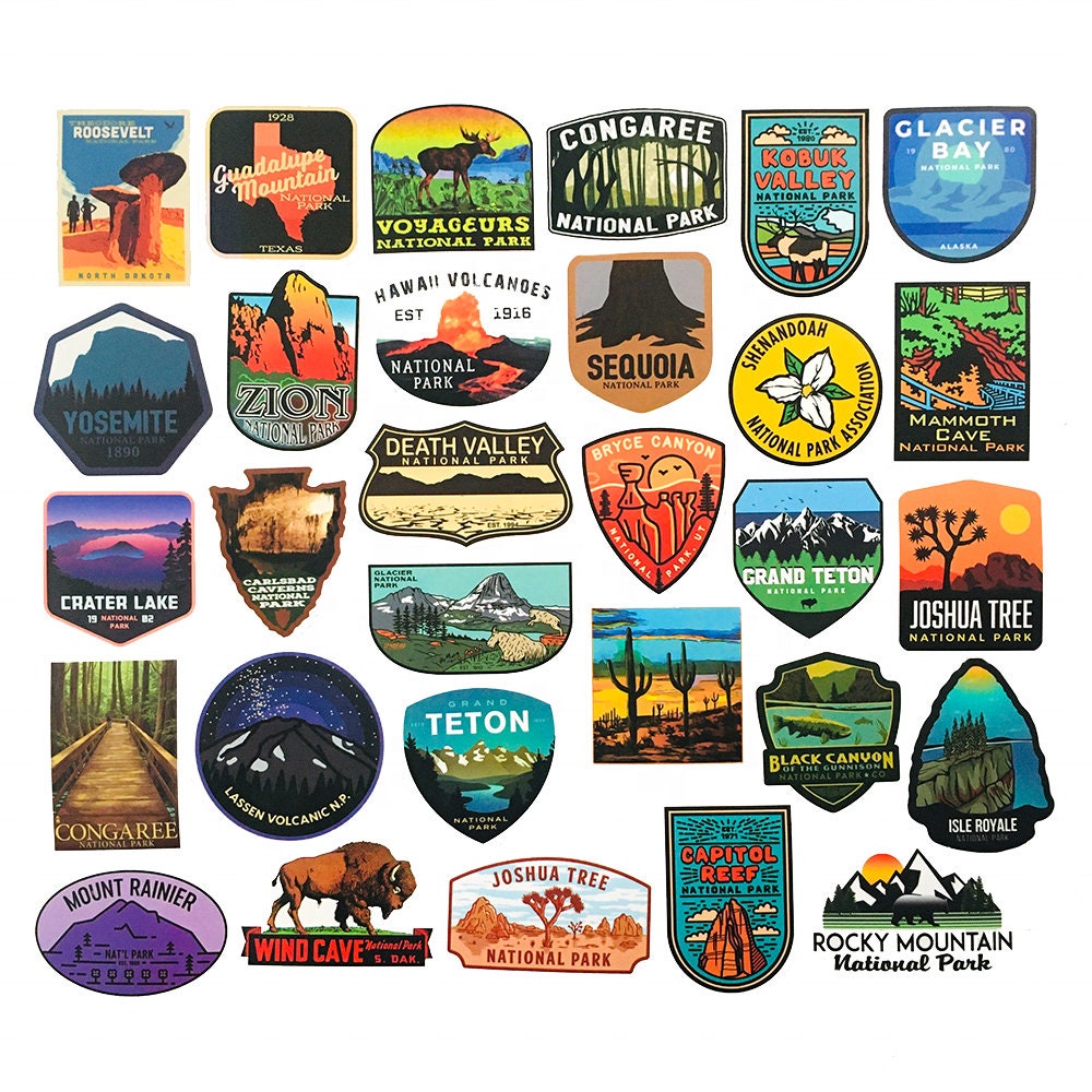 National Parks Sticker Set US Parks 100pc Laptop Phone Etsy