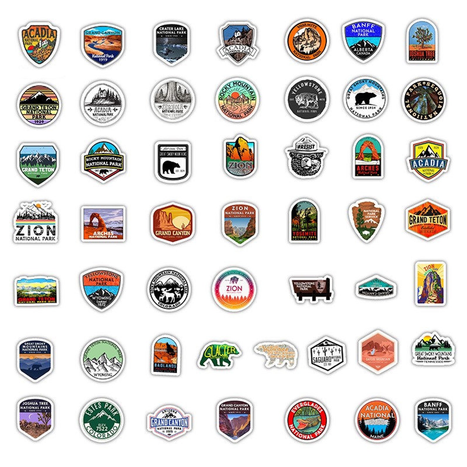 National Parks Sticker Set US Parks 50pc Laptop Phone - Etsy