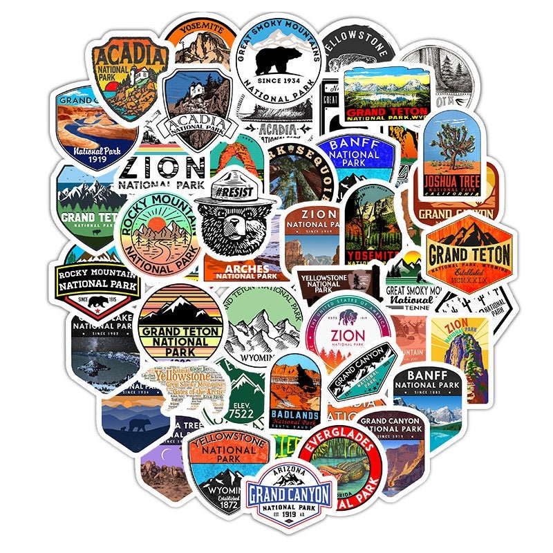 National Parks Sticker Set US Parks 50pc Laptop Phone Etsy