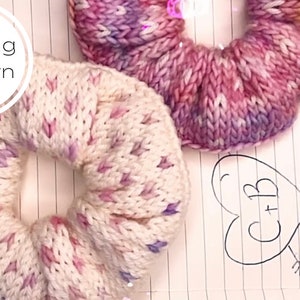 Fair Isle Mini Heart Scrunchie Knitting Pattern PDF