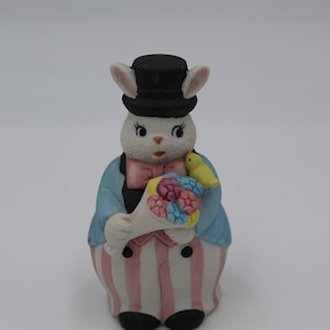 Vintage Bisque Porcelain Bunny Rabbit Bell: Easter Decor
