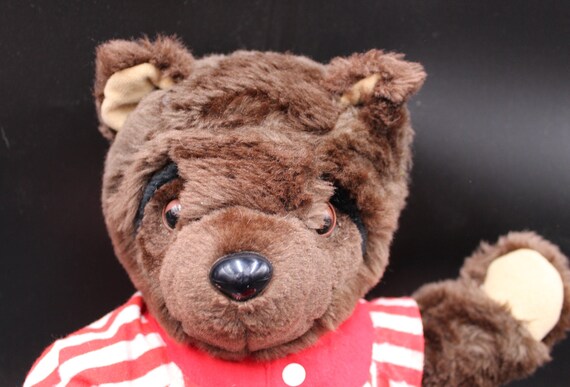 Vintage Sonic Snoring Bear Plush Teddy Bear Red and White