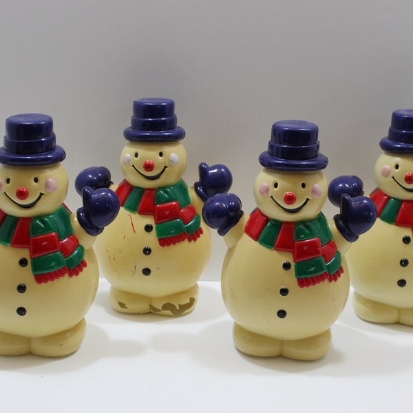 Vintage Christmas Blow Mold Snowmen Set of Four