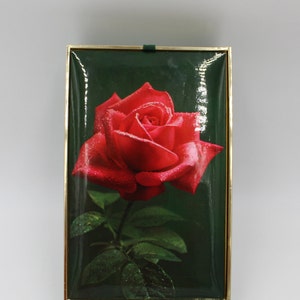 Vintage Velvet Keepsake Box: Red Rose, Gold Trim, Made in Italy