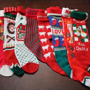 Vintage Knitted Various Patterns Christmas Stockings Choice of 8