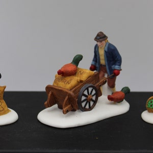 Heritage Village Collection Dickens' Village Series "Harvest Seed Cart" Set of 3 " Dept 56 1992 Hand Painted Retired