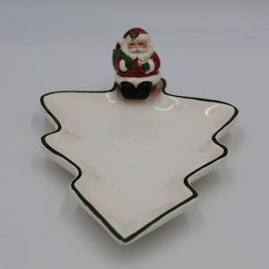 Vintage Christmas Tree Candy Dish: Mark Alvin Otagiri Santa Trinket Dish