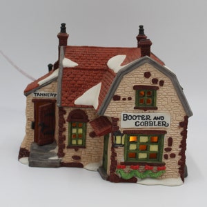 Heritage Village Collection Dickens&#39; Village Series &quot;Booter and Cobbler&quot; Hand Painted Dept 56 1988 (Retired)