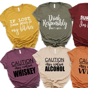 Camisas de fiesta para mujer - Camisas de fiesta en grupo - Camisas de despedida de soltera - Camisas para mejores amigas - Camisas para beber - Camisas de viaje de chicas - Camisas de viaje de chicas