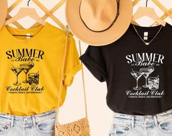 Summer Babes Cocktail Club / Girls Drinking Shirts / Cocktail Club Shirt / Social Clubs Shirts / Babe Shirts / Custom Girls Trip Shirts
