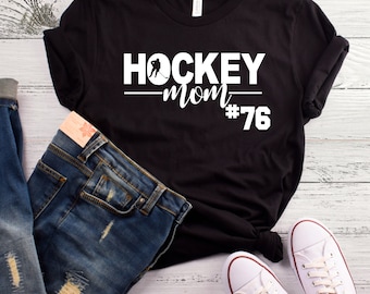 Custom Hockey Mom Shirt - Hockey Mom Shirt with Number - Hockey Mom Tshirt - Hockey Mom - Gift for Hockey Mom - Cute Hockey Mom Shirt hers