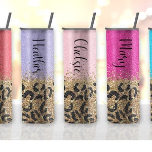 Bachelorette Tumblers Personalized - Glitter Personalized Tumblers - Leopard Glitter Personalized Tumblers - Girls Trip- Group Tumblers