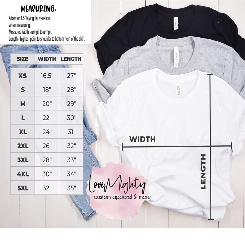 a women's t - shirt size guide with measurements