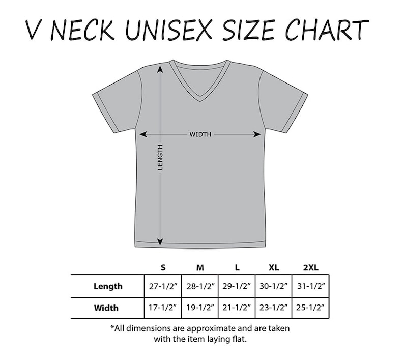 Puede incluir: Ilustraci&oacute;n de una camiseta gris con cuello en V con medidas de largo y ancho. La tabla de tallas incluye tallas de la S a la 2XL, con medidas de largo de 70 a 80 cm y de ancho de 44 a 65 cm.