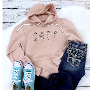 Moletom com capuz de flores silvestres - Flores silvestres - Moletom com flores personalizadas - Moletom com flores - Moletom com capuz de flores fofos - Presente para adolescentes - Presente de aniversário - Fofo -