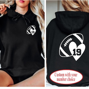 Custom voetbalhoodie - voetbal moeder hoodie - voetbal hoodie - voetbal met nummer hoodie - custom Bella canvas hoodie - Love Football