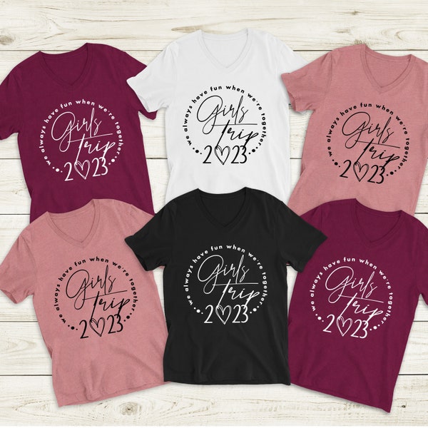 Girls Trip Shirts V Neck - V Neck Group Shirts - Girls Weekend Shirts - Girls Trip 2024 - Girls trip Custom V Neck Shirts - Bach party tees