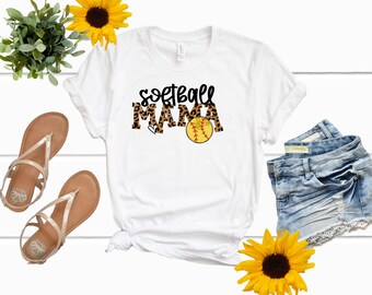 Softball Mama Leopard Shirt - Fun Softball Mama Shirts- Custom Softball Shirt - Leopard Mom Shirt - Custom Shirts- Gift for Softball Moms