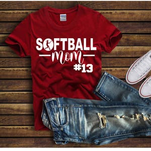 Cute Softball MOM Shirt, Custom Softball Shirt - Custom Softball Gift - Christmas Gift Softball Mom - Personalized Softball Mom Shirt - tee